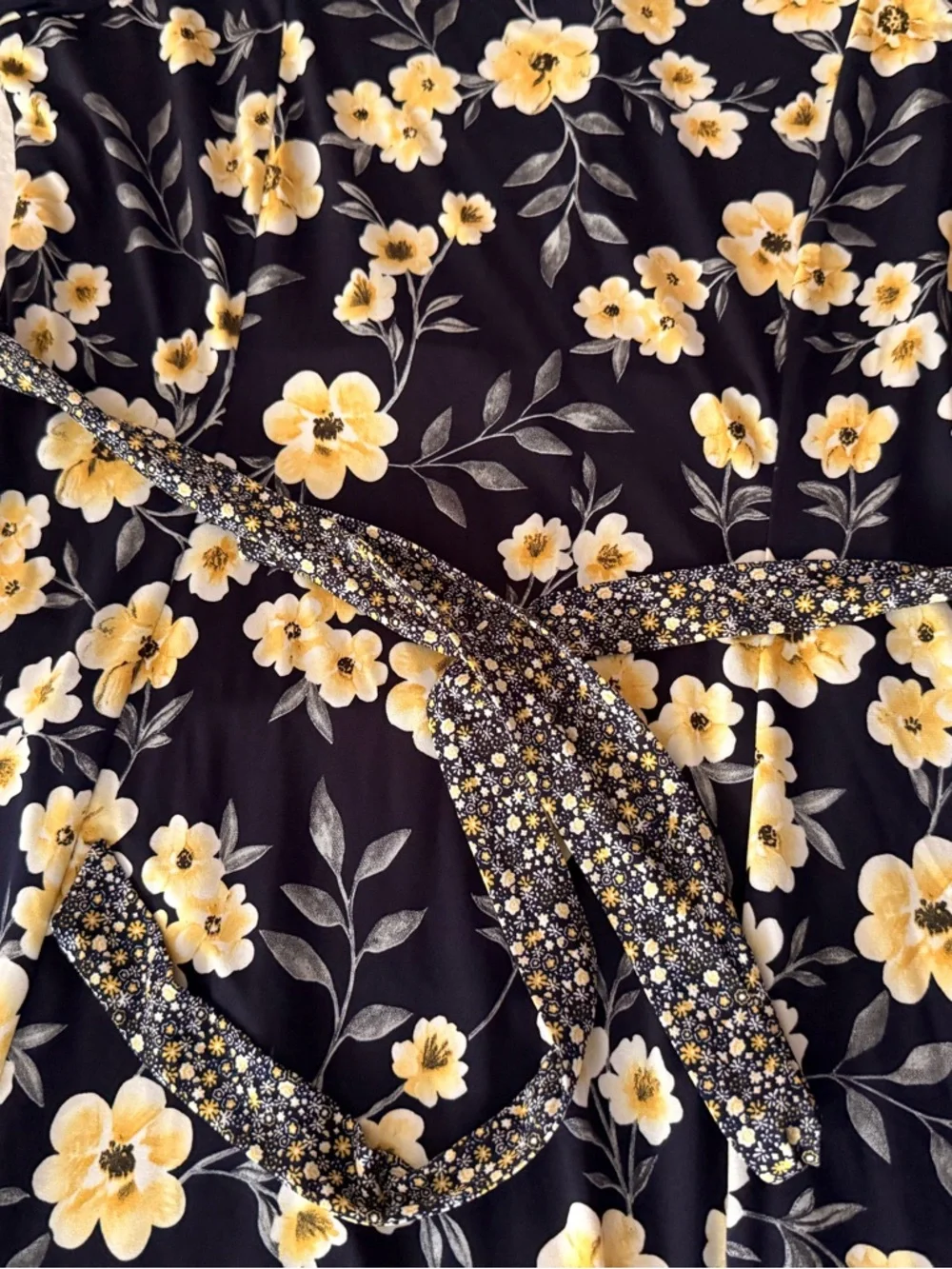 New Perceptions New York Yellow Floral Ditsy Blue Dress XL NWT - Picture 5 of 9